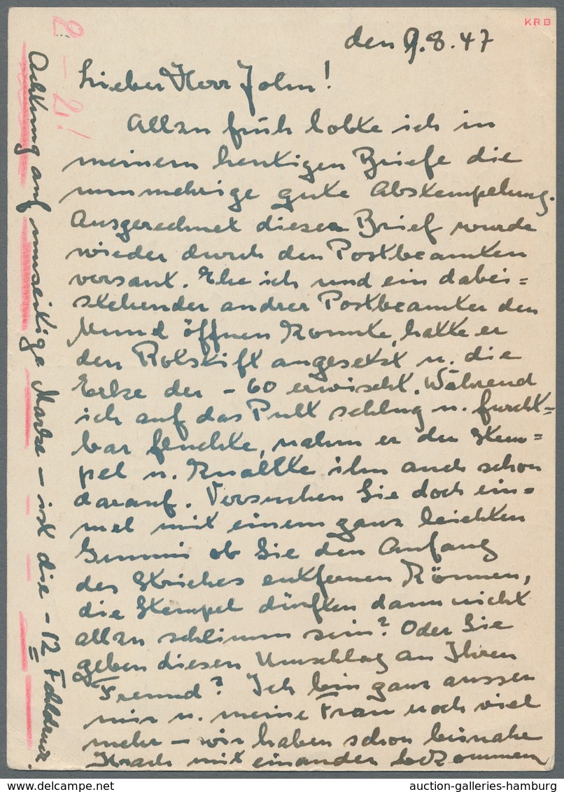 Saarland (1947/56): 1947, "12 Pfg. Saar I Mit PLF I", Einzelwert Bzw. Paar Mit Normalmarke Als Porto - Cartas & Documentos