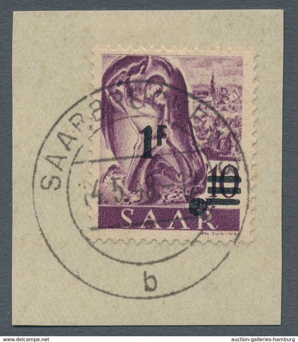 Saarland (1947/56): 1947, "Urdruck"-Ausgabe komplett auf Luxusbriefstücken, einheitlich mit aufrecht