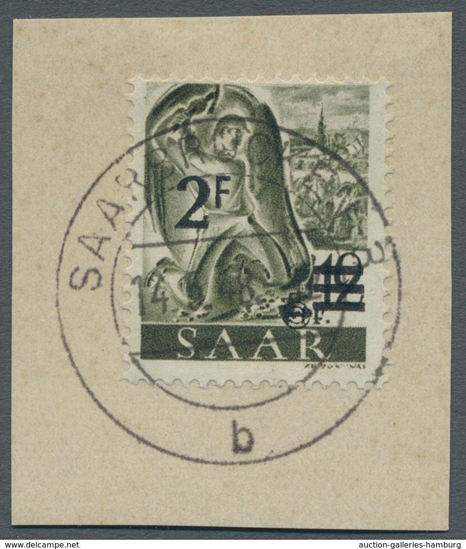 Saarland (1947/56): 1947, "Urdruck"-Ausgabe komplett auf Luxusbriefstücken, einheitlich mit aufrecht