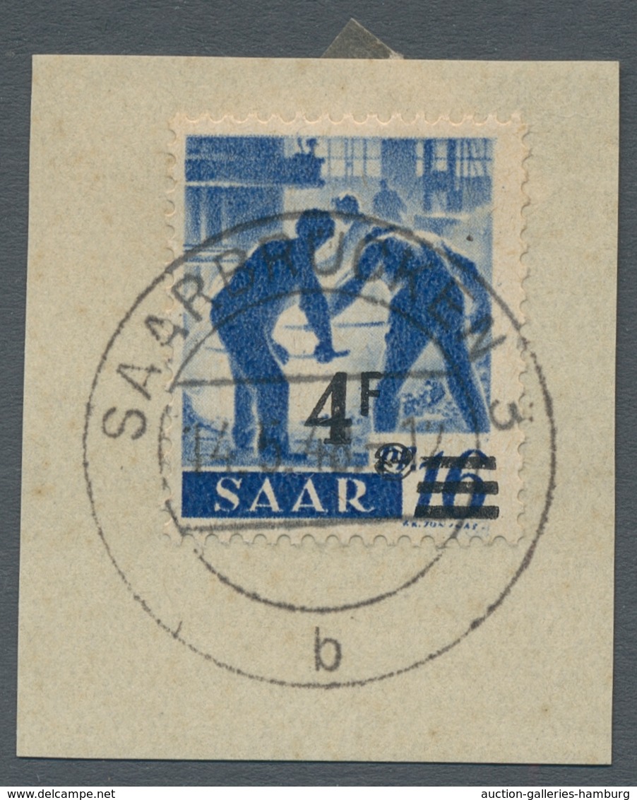 Saarland (1947/56): 1947, "Urdruck"-Ausgabe komplett auf Luxusbriefstücken, einheitlich mit aufrecht