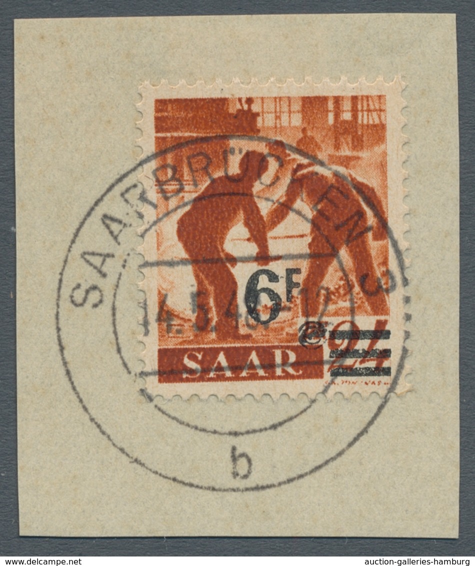 Saarland (1947/56): 1947, "Urdruck"-Ausgabe komplett auf Luxusbriefstücken, einheitlich mit aufrecht