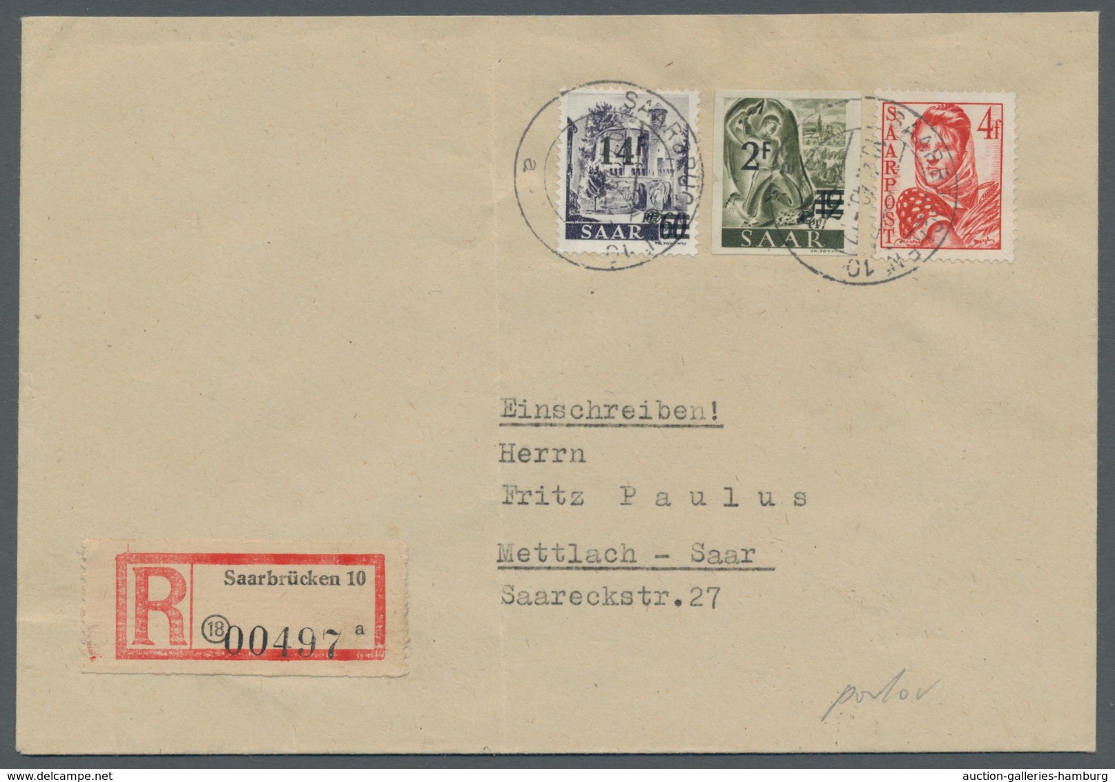 Saarland (1947/56): 1947, "2 Fr. Auf 12 Pfg. Urdruck Ungezähnt" Mit Je Einem Wert "Neuauflage" Bzw. - Cartas & Documentos