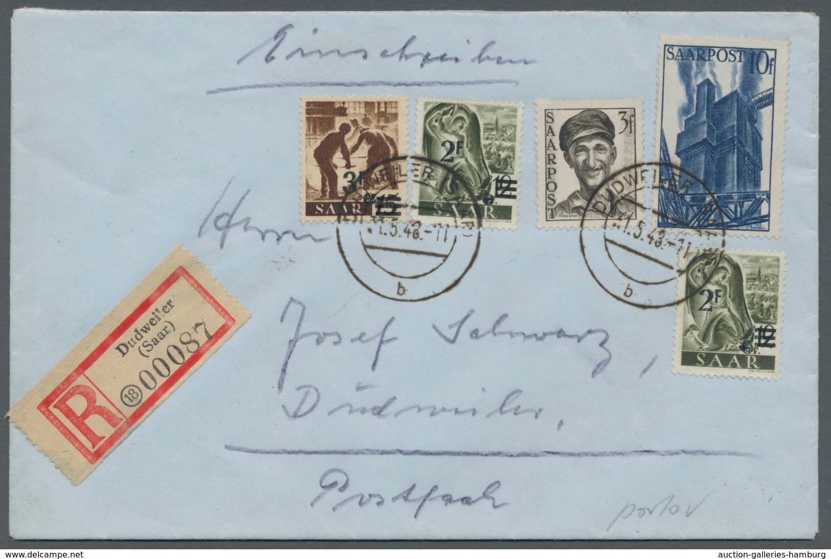 Saarland (1947/56): 1947, "3 Fr. Auf 15 Pfg. Urdruck" Mit Zusatzfrankatur "Neuauflage/Saar III" Als - Cartas & Documentos