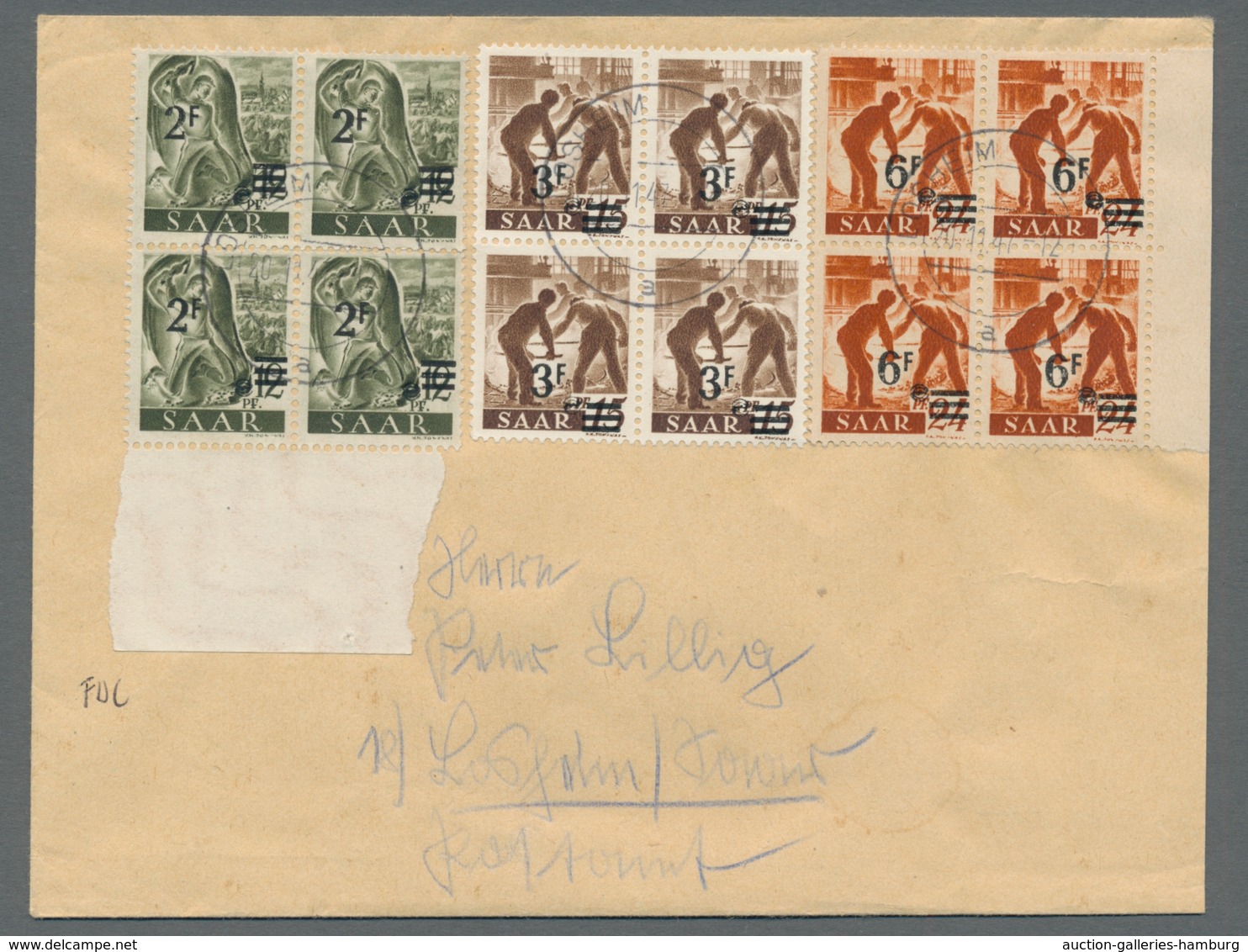 Saarland (1947/56): 1947, "Saar II", Fünf Ersttagsbriefe In Meist Sehr Guter Erhaltung, Dabei Eine L - Covers & Documents