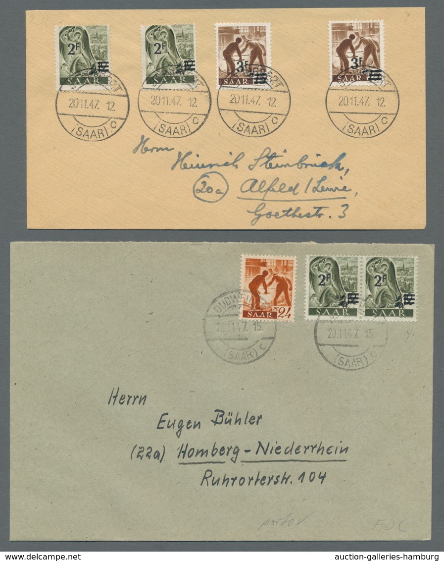 Saarland (1947/56): 1947, "Saar II", Fünf Ersttagsbriefe In Meist Sehr Guter Erhaltung, Dabei Eine L - Cartas & Documentos
