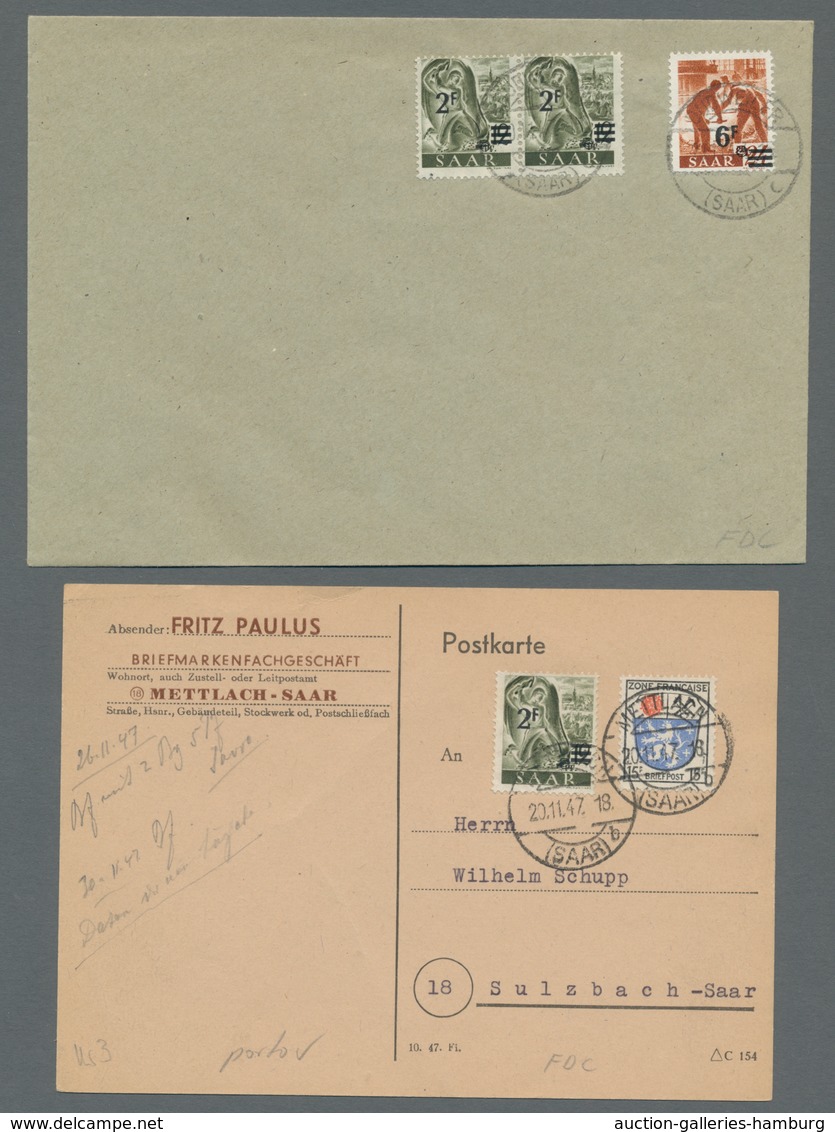 Saarland (1947/56): 1947, "Saar II", Fünf Ersttagsbriefe In Meist Sehr Guter Erhaltung, Dabei Eine L - Covers & Documents