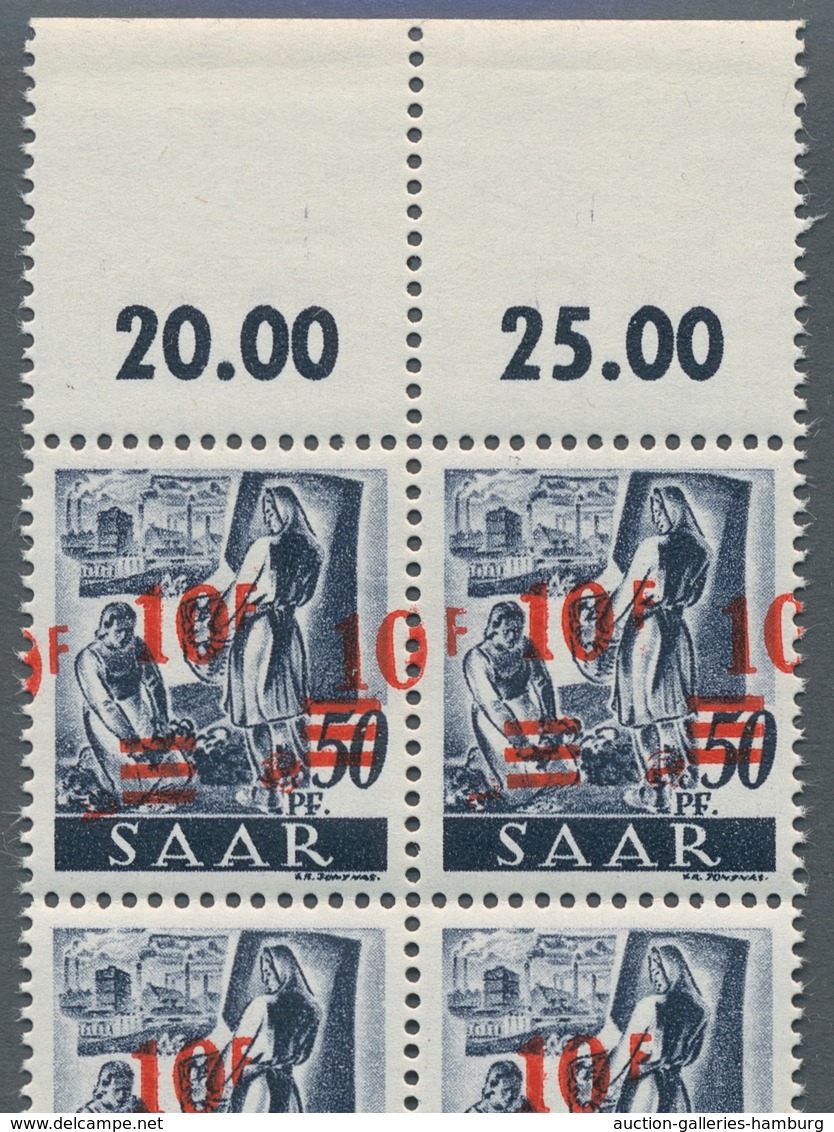 Saarland (1947/56): 1947, "10 Fr. Auf 50 Pfg. Neuauflage Mit Doppeldruck", Senkrechtes Bogenteil Zu - Cartas & Documentos