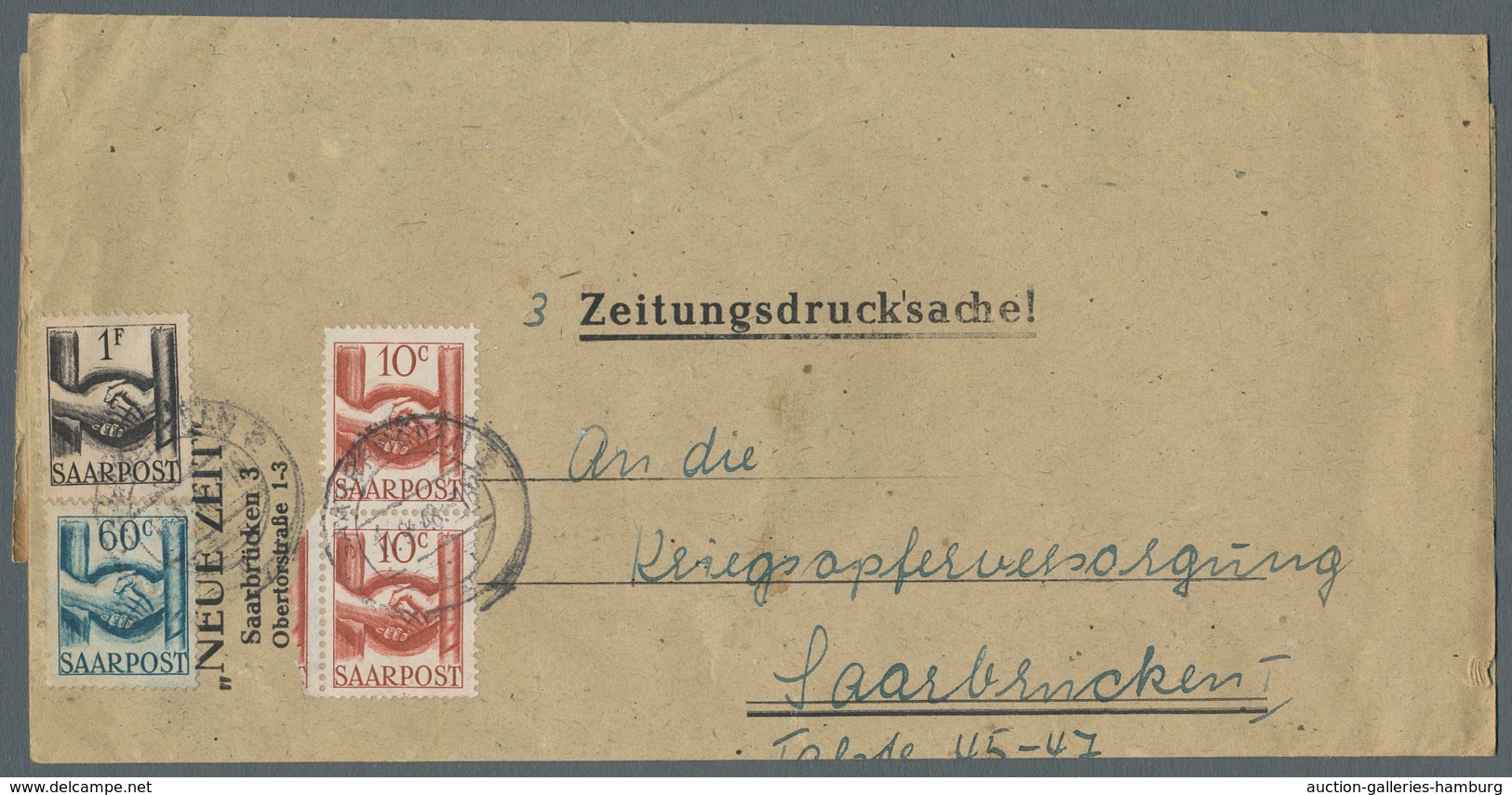 Saarland (1947/56): 1948, Zeitungsdrucksache Für "3 Zeitungen", Sehr Selten, In Guter Bedarfserhaltu - Cartas & Documentos