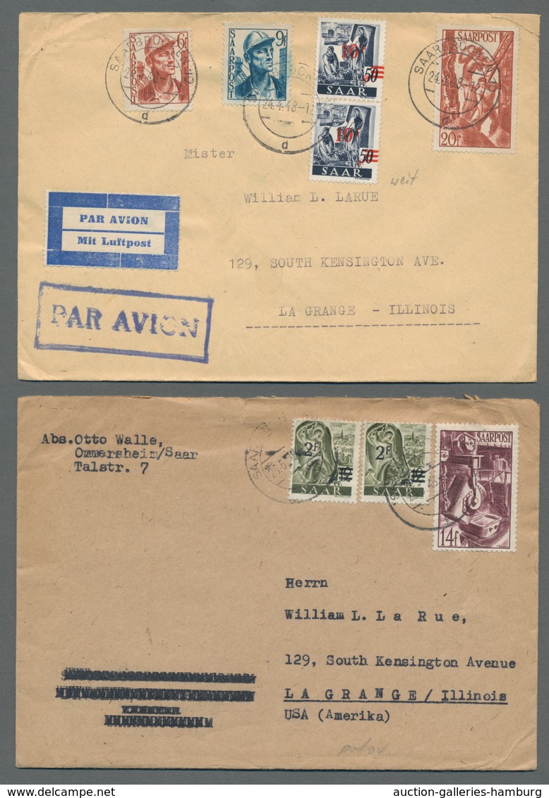 Saarland (1947/56): 1948, "Saar III", Kleine Zusammenstellung Von Fünf Frankierten Belegen, Dabei Je - Covers & Documents