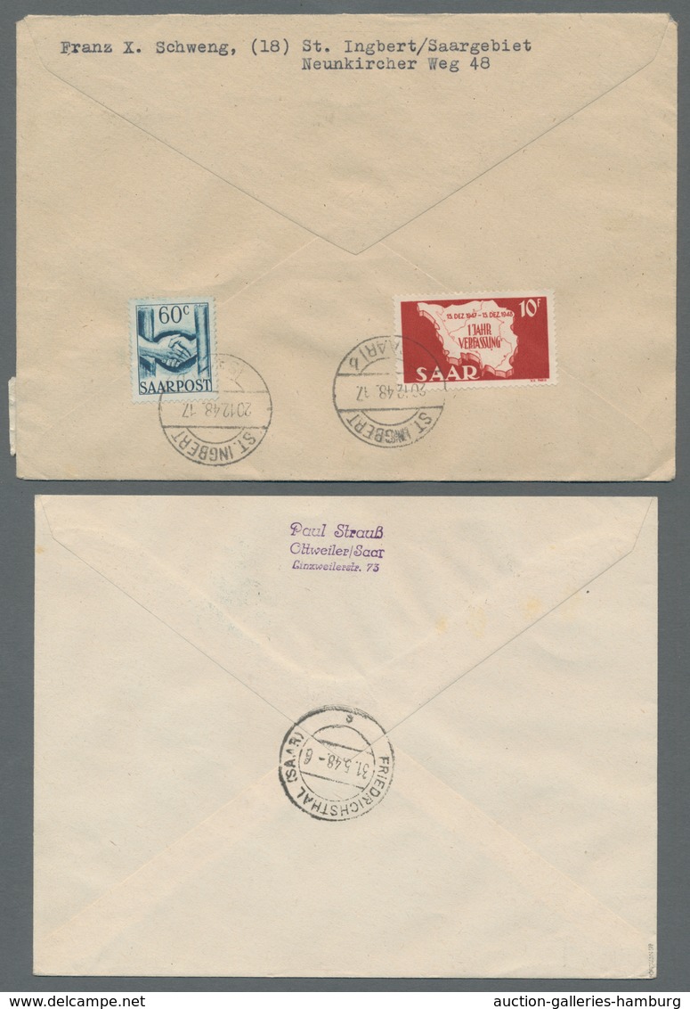Saarland (1947/56): 1948, "Saar III", Vier Frankierte Belege In Guter Erhaltung, Dabei Zweimal MiF M - Briefe U. Dokumente