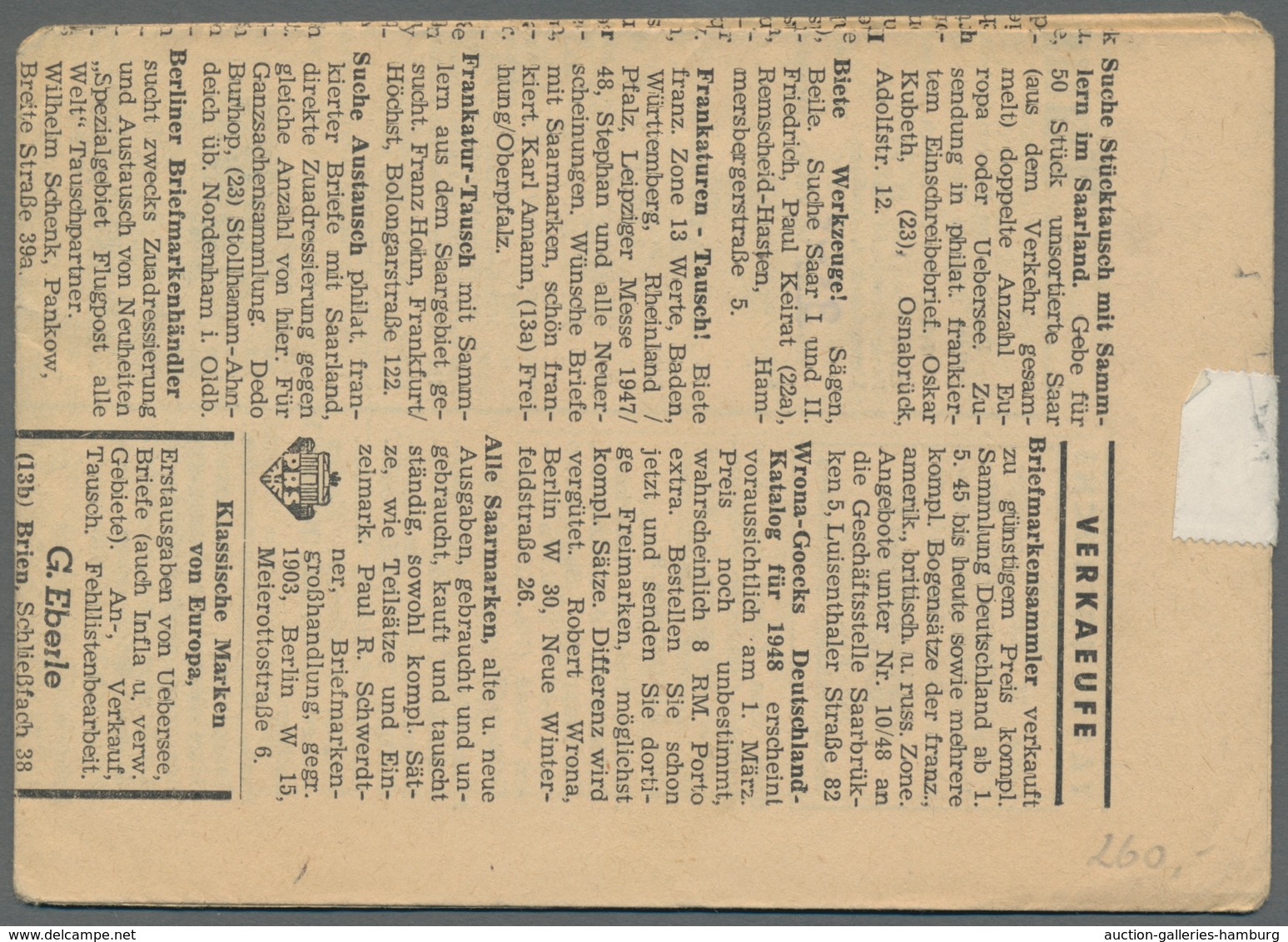 Saarland (1947/56): 1948, "60 C. Saar III", Portorichtige EF Auf Zeitungs-Drucksache Und Zehnerblock - Cartas & Documentos