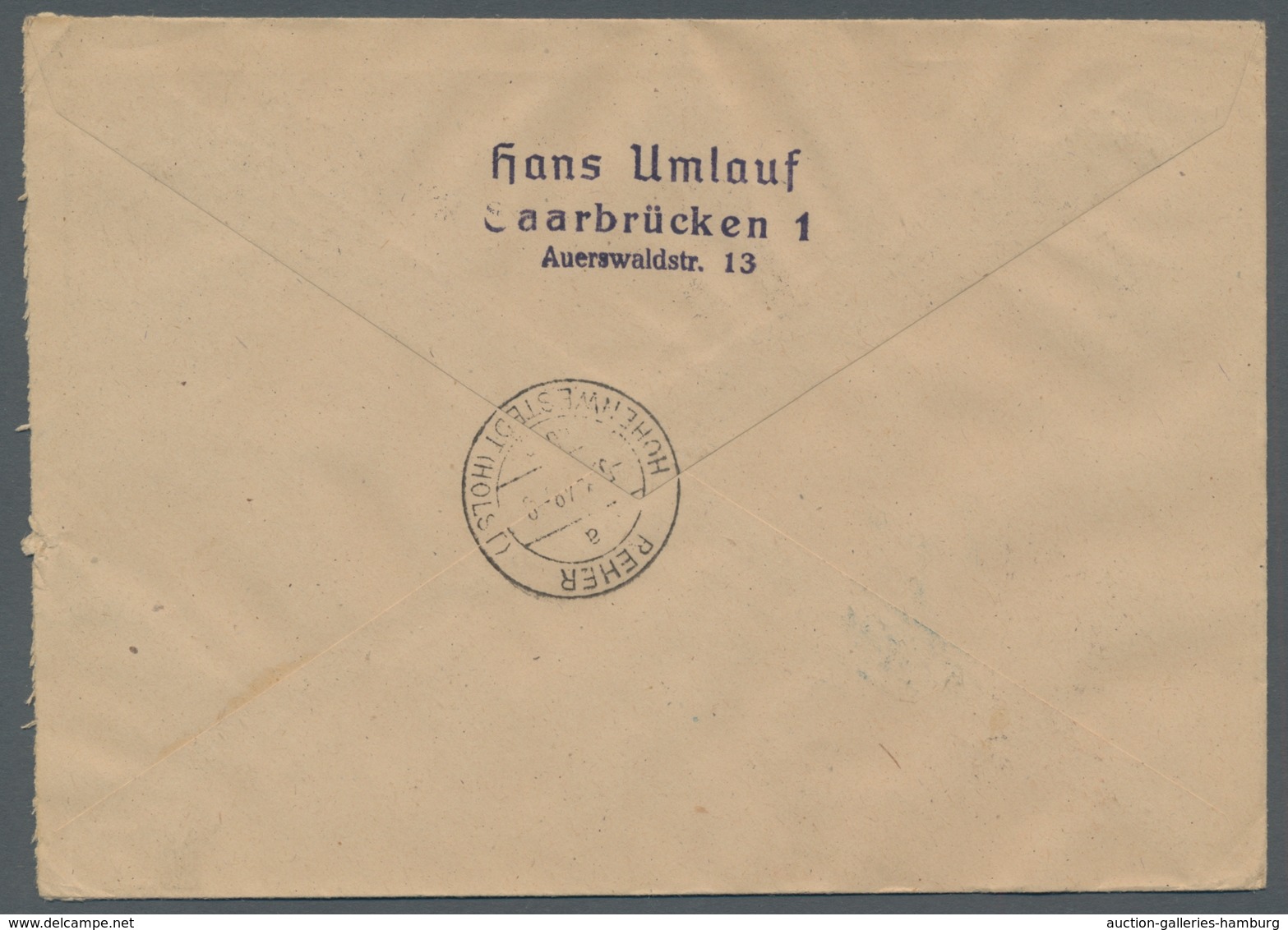 Saarland (1947/56): 1948, "1 Und 4 Fr. Saar III Mit Leerfeld", Randwerte Mit Zusatzfrankatur Auf R-F - Cartas & Documentos