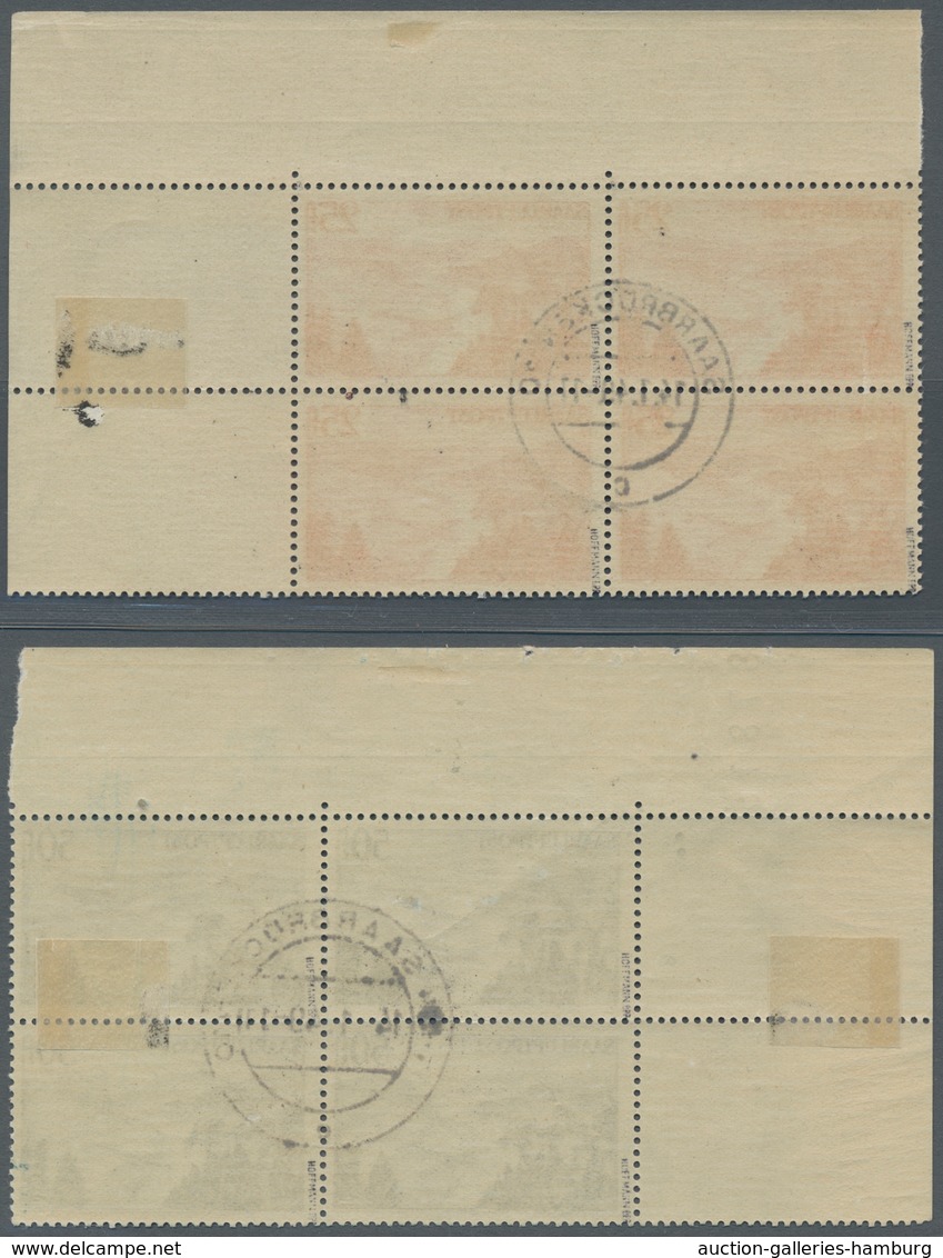 Saarland (1947/56): 1948, "25 Bis 200 Fr. Flugpost Saar III", Zentral Gestempelter Eckrand-Viererblo - Cartas & Documentos