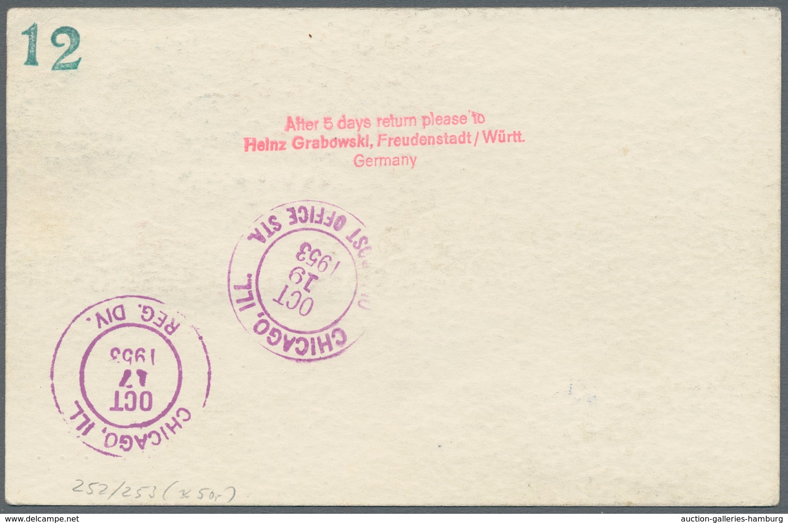 Saarland (1947/56): 1953, Luftpost-Einschreibkarte In Die USA Mit U.a. 25 Und 50Fr Flugpost Frankier - Covers & Documents