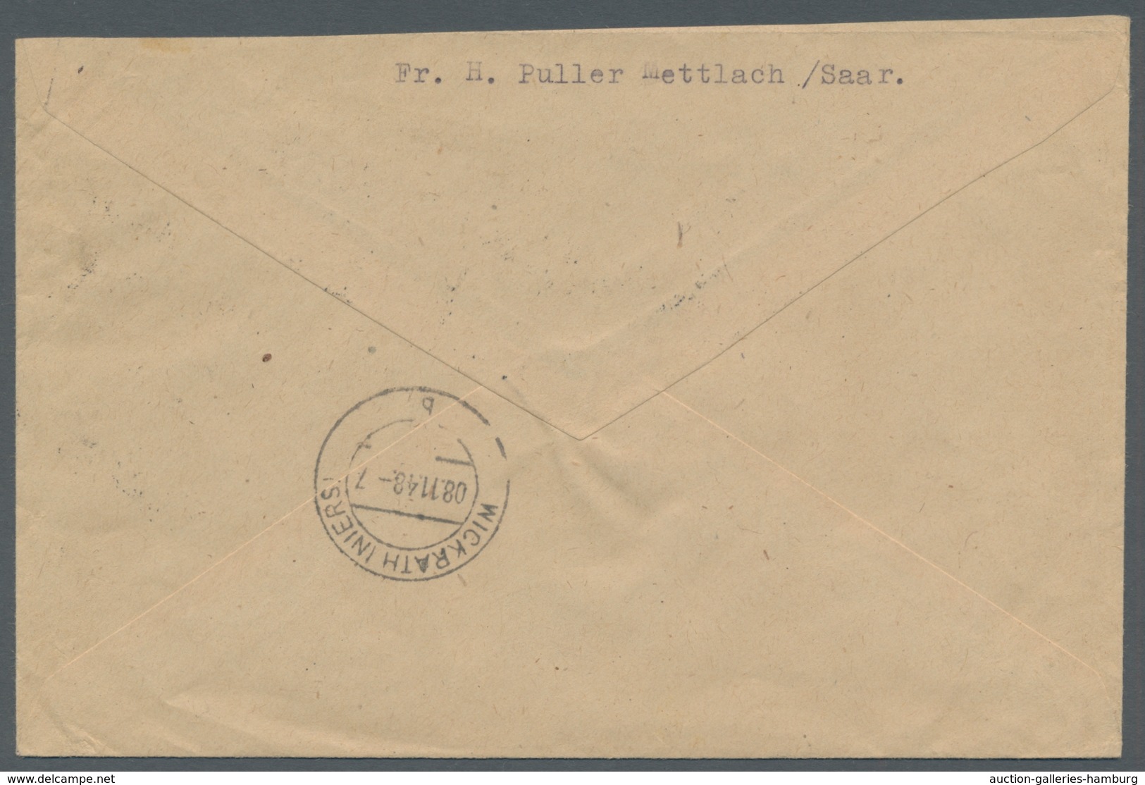 Saarland (1947/56): 1948, "Hochwasserhilfe" Komplett Auf Satz-R-Brief Von METTLACH (SAAR) B -5.11.48 - Cartas & Documentos