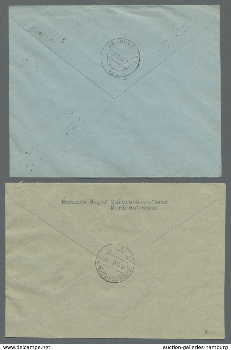 Saarland (1947/56): 1948, "Hochwasserhilfe" überkomplett Auf Zwei R-Briefen In Guter Erhaltung, Einm - Cartas & Documentos