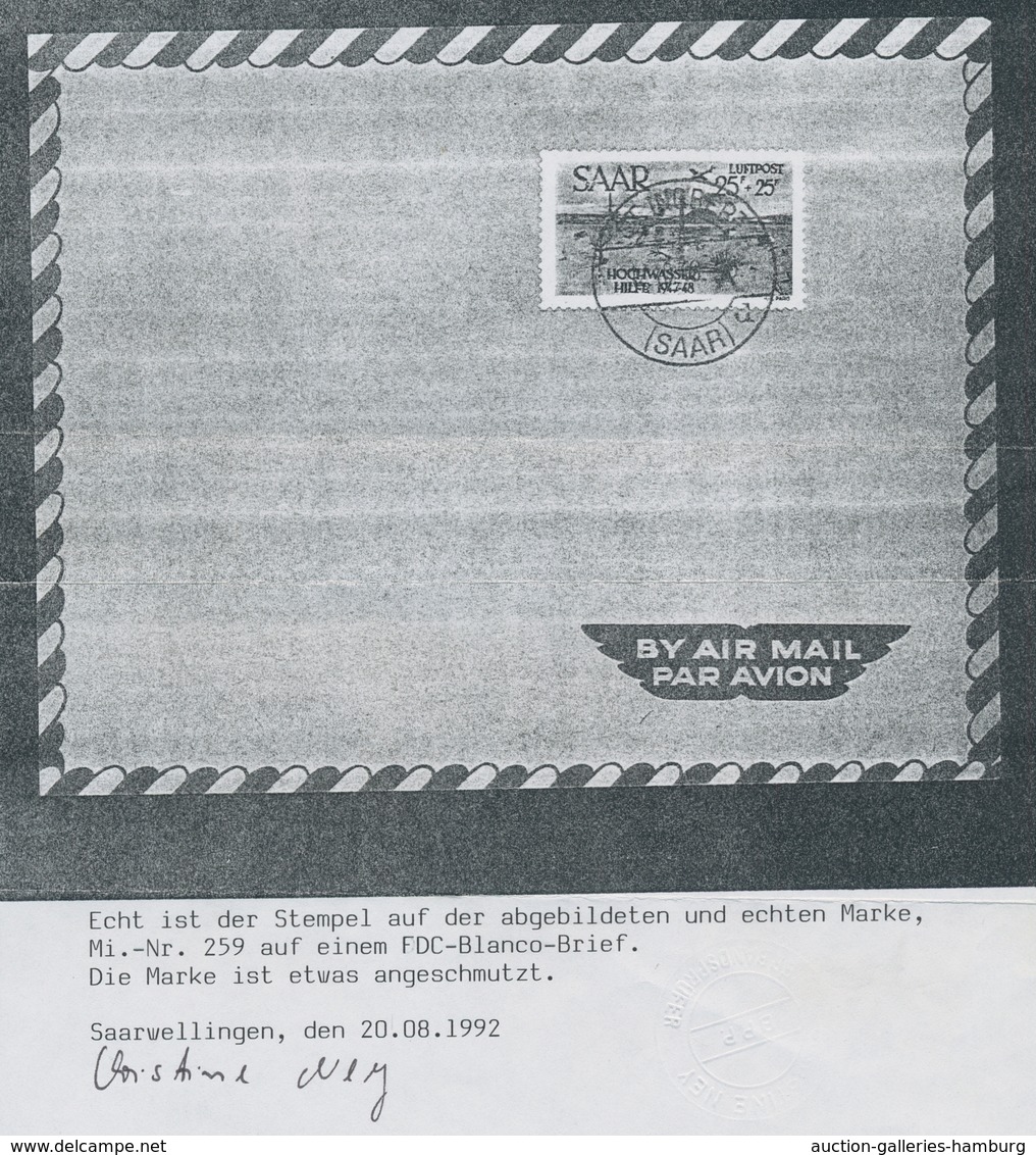 Saarland (1947/56): 1948, "Hochwasserhilfe" Komplette Auf Blankokarte Bzw. -brief Mit Ersttagsstempe - Cartas & Documentos