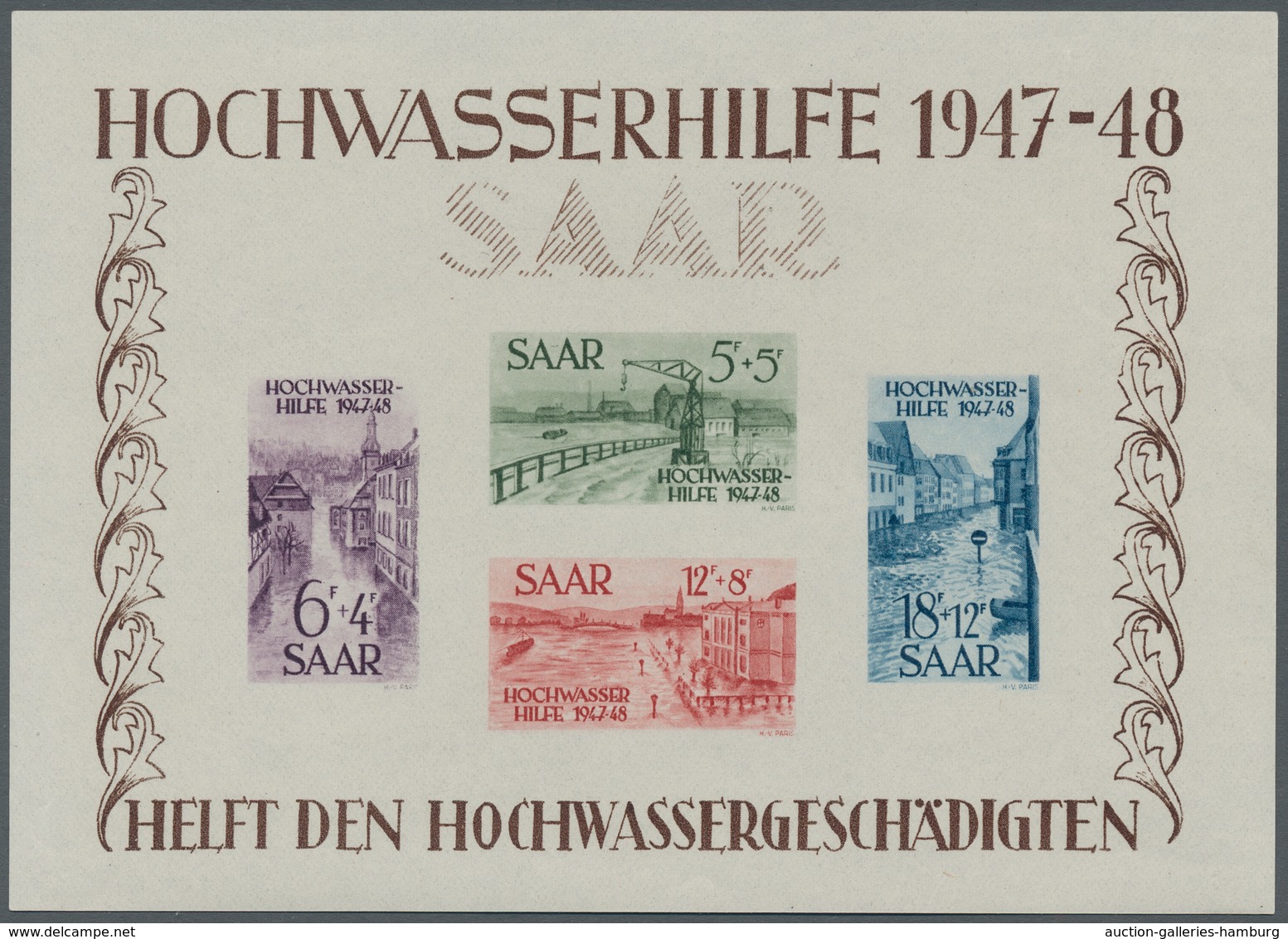 Saarland (1947/56): 1948, "Hochwasser-Blockpaar", Postfrisches Blockpaar Mit Kleine Einschränkungen - Cartas & Documentos