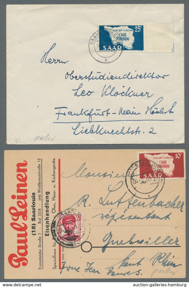 Saarland (1947/56): 1949, "Jugendherbergswerk" Komplett Mit Zusatzfrankatur Auf Portorichtigem R-Bri - Cartas & Documentos