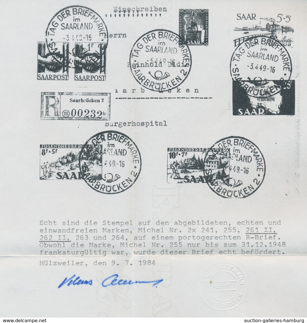 Saarland (1947/56): 1949, "Jugenherbergswerk, Type II", Komplett Mit Zusatzfrankatur Auf Portorichti - Cartas & Documentos