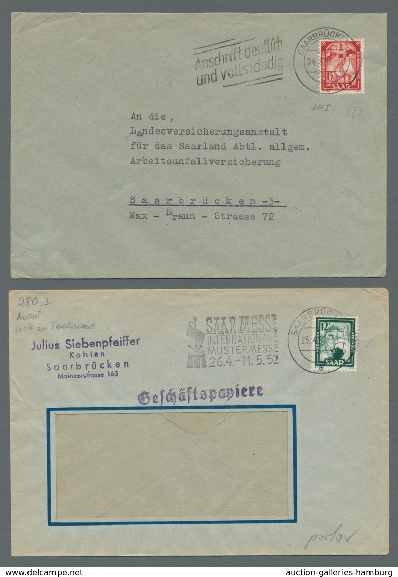 Saarland (1947/56): 1949, "Saar IV", Zusammenstellung Von Drei Portorichtig Frankierten Belegen In G - Cartas & Documentos