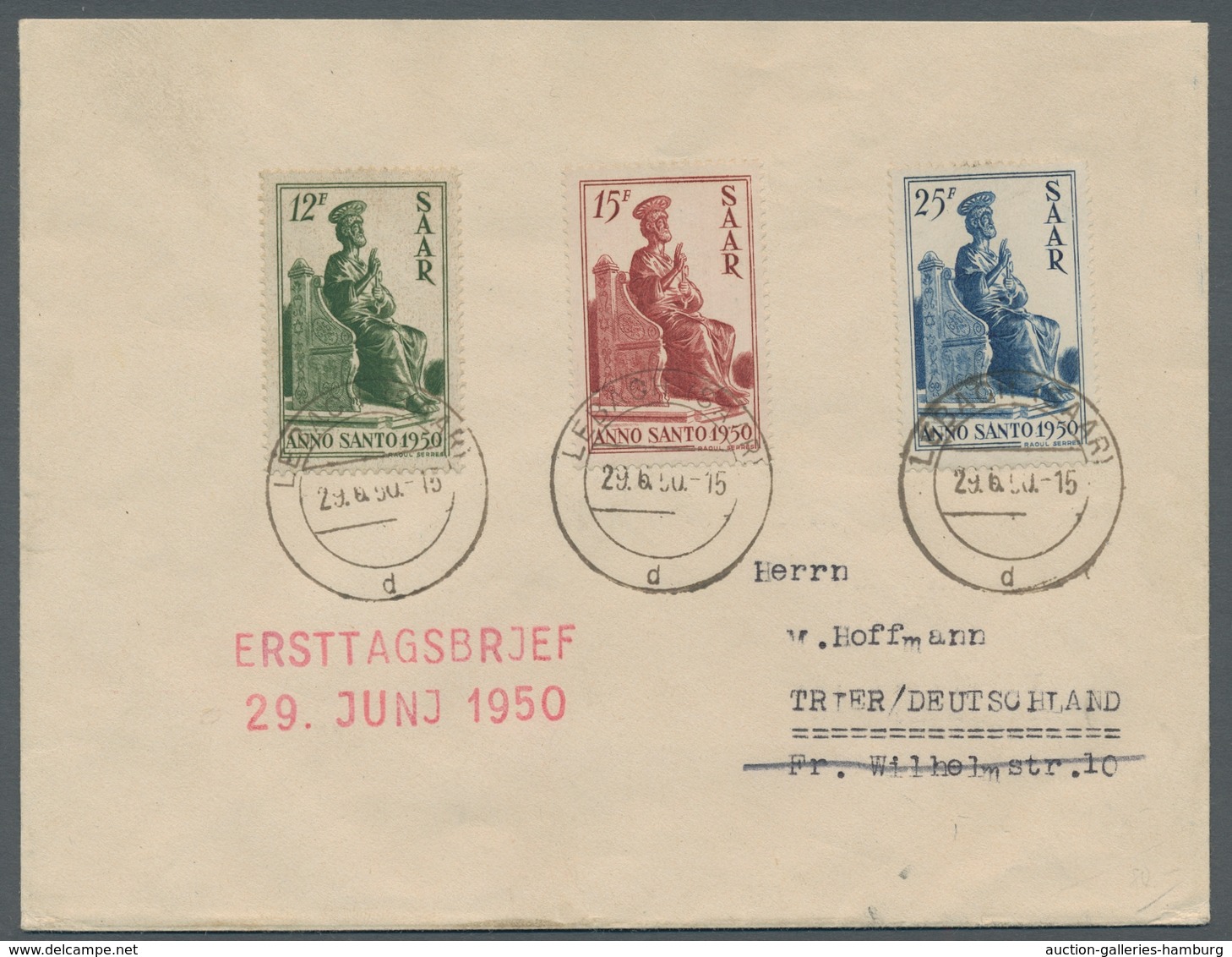 Saarland (1947/56): 1950, "P. Wust Und Rotes Kreuz" Je Als Ersttagsbrief Bzw. -karte In Sehr Guter E - Cartas & Documentos