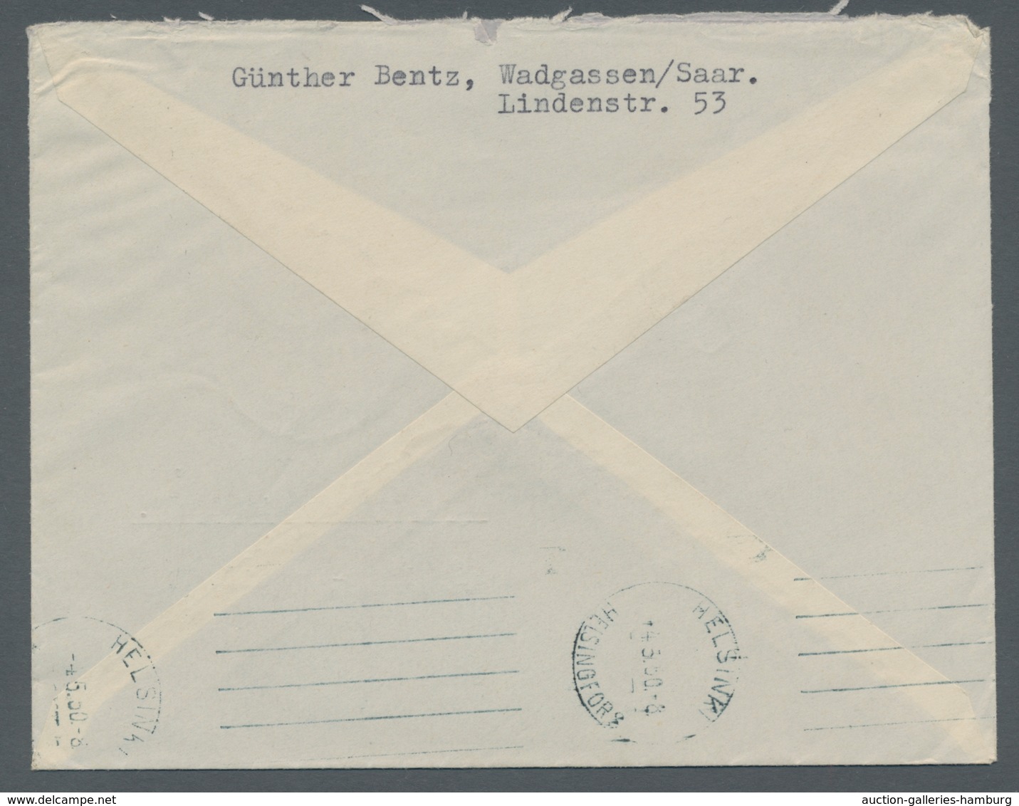 Saarland (1947/56): 1950, "Rotes Kreuz", Einzelwert Als Portorichtige EF Auf Brief Von WADGASSEN (SA - Cartas & Documentos
