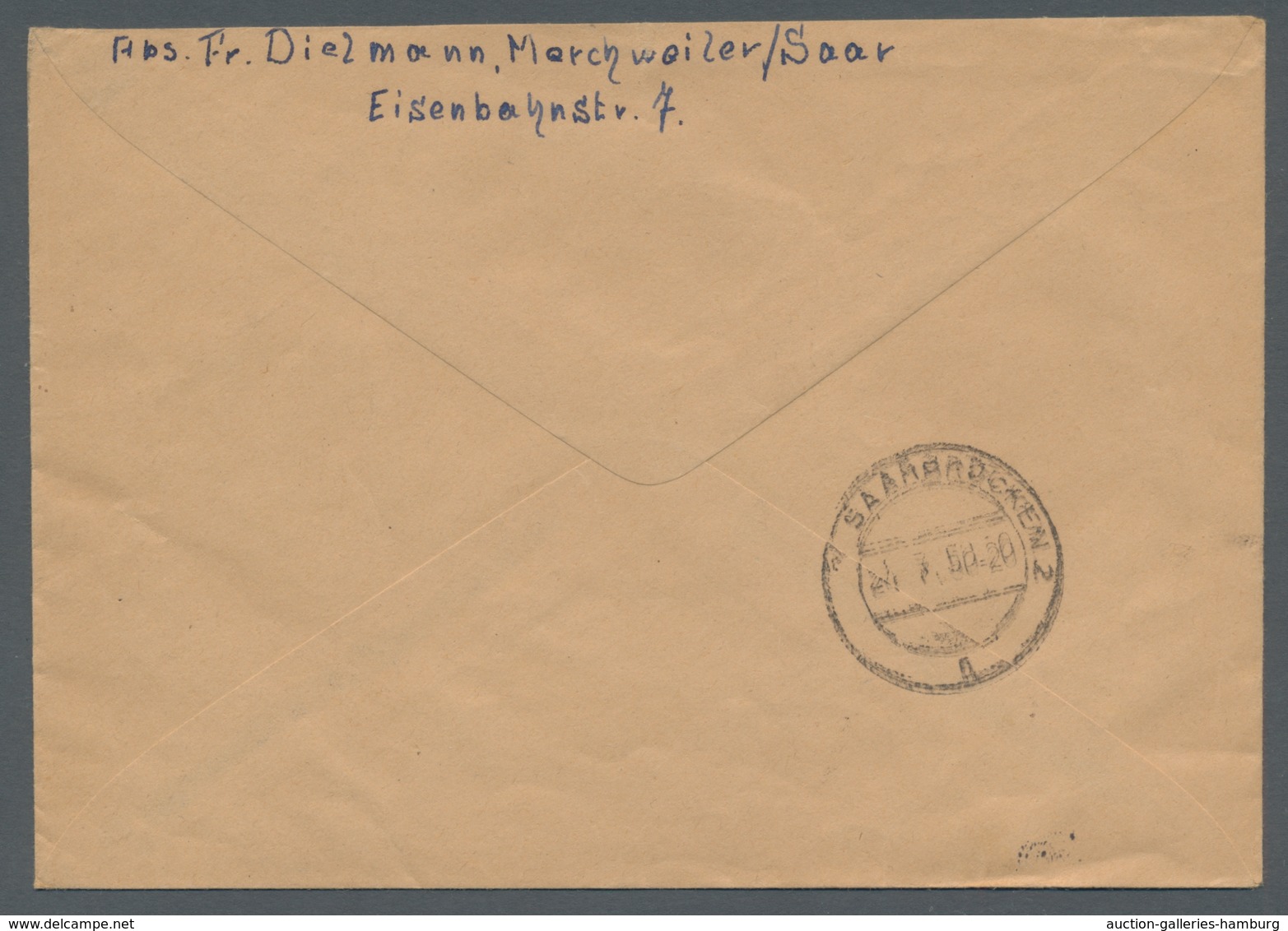 Saarland (1947/56): 1950, "25 Fr. Heiliges Jahr", Waag. Paar Als Portorichtige MeF Auf R-Brief Von M - Cartas & Documentos