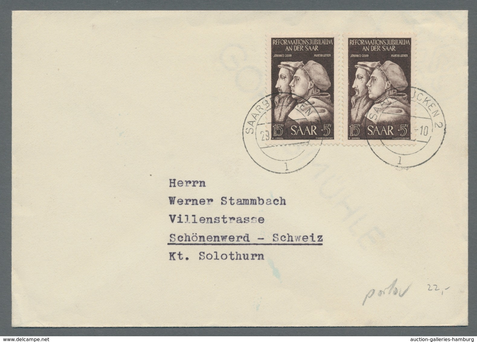 Saarland (1947/56): 1950/51, Drei Portorichtige MeF In Guter Erhaltung, Zweimal Als R-Sendung, Mi. 4 - Cartas & Documentos