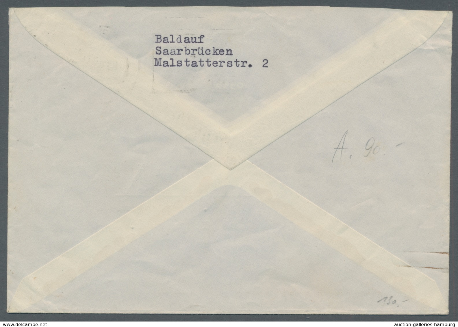 Saarland (1947/56): 1951, "50 Fr. Volkshilfe" Als Portorichtige EF Auf Brief Mit Seltenem Maschinen- - Briefe U. Dokumente