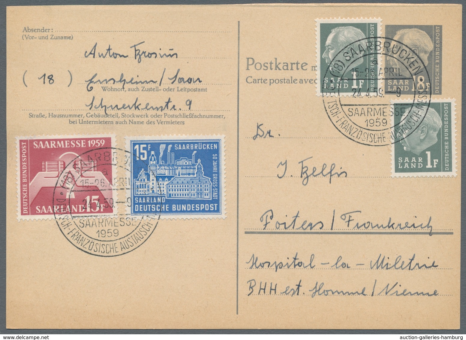 Saarland (1947/56) - Ganzsachen: 1958, Karten 12 Und 18F Heuss, Jeweils Frage- Und Antwortteil Mit P - Otros & Sin Clasificación