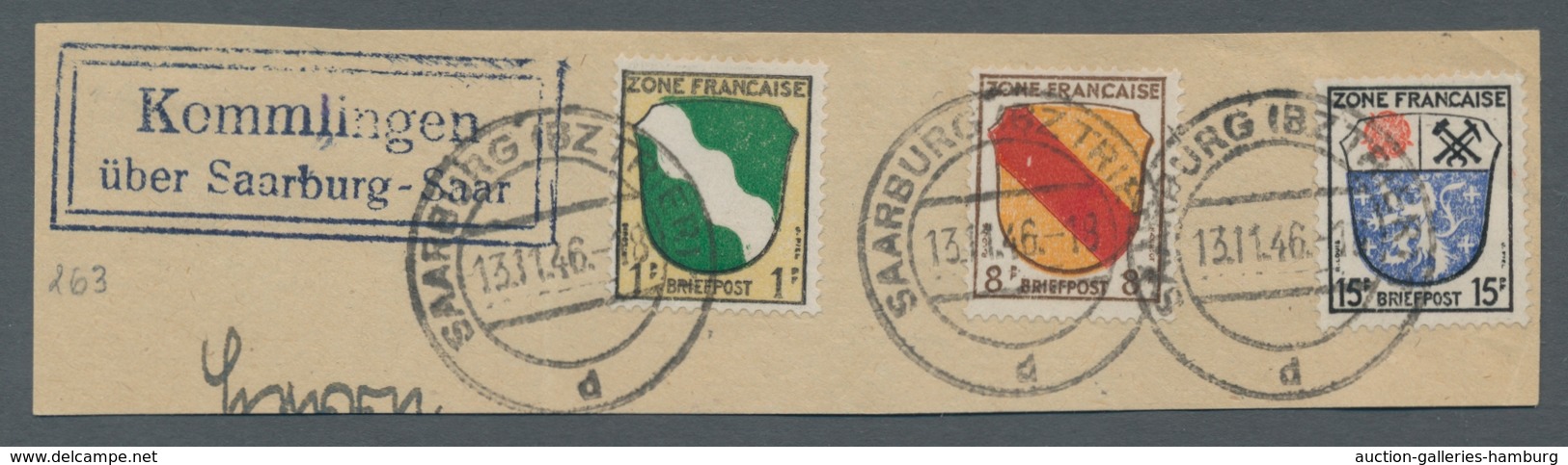 Saarland (1947/56) - Besonderheiten: "Kommlingen über Saarburg - Saar", Klarer Abschlag Des Landpost - Altri & Non Classificati