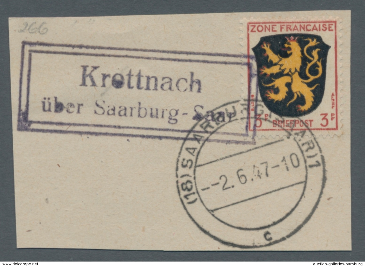 Saarland (1947/56) - Besonderheiten: "Krottnach über Saarburg - Saar", Klarer Abschlag Des Landposts - Other & Unclassified