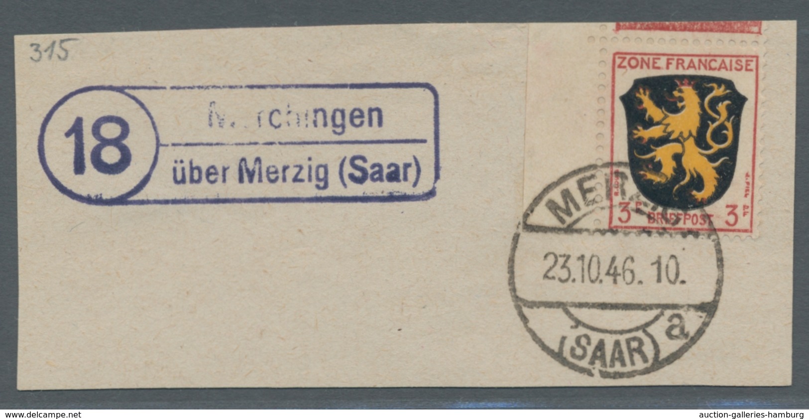 Saarland (1947/56) - Besonderheiten: "18 Merchingen über Merzig (Saar)", Klarer Abschlag Des Landpos - Altri & Non Classificati