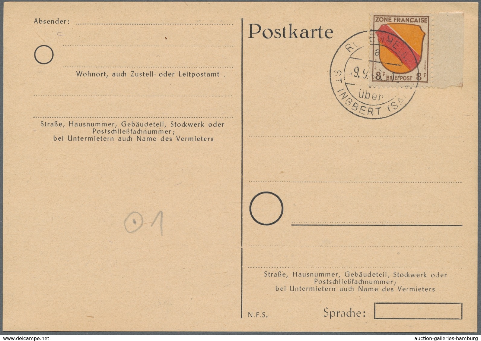 Saarland (1947/56) - Besonderheiten: RUBENHEIM über ST. INGBERT (SAAR) A 19.9.48, Sauber Auf Frank. - Otros & Sin Clasificación