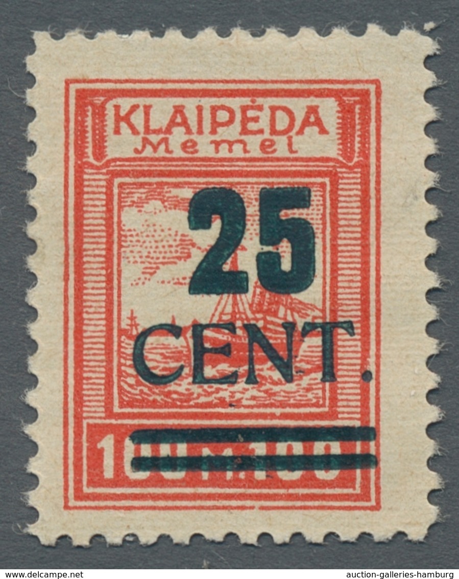 Memel: 1923, "Angliederung Des Memellandes An Litauen"-Satz 4 Werte Kpl. Ungebraucht Mit Grünem Aufd - Memel (Klaipeda) 1923