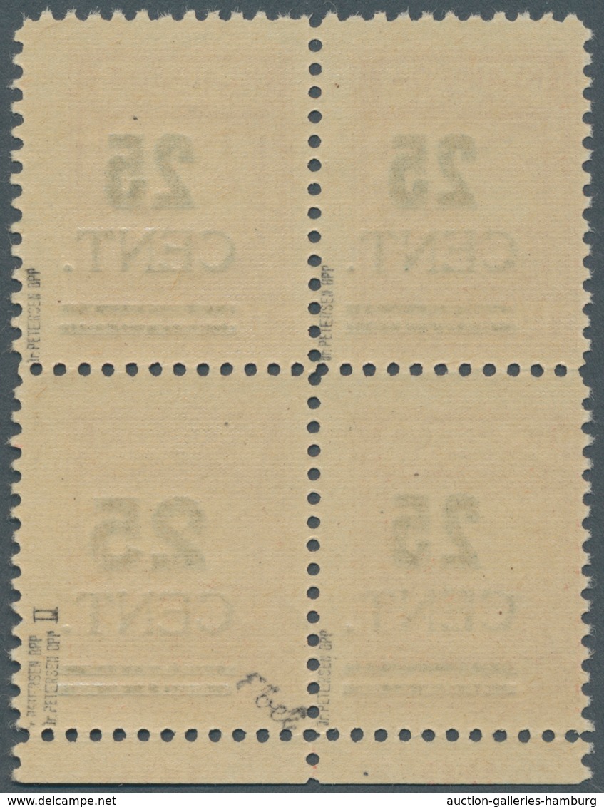Memel: 1923, 25 C. Auf 100 M. Grünaufdruck, Viererblock Mit Unterrandteil, Dabei Rechte Untere Marke - Klaipeda 1923