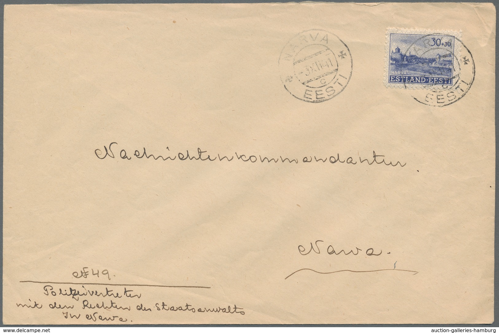 Dt. Besetzung II WK - Estland: 1941-1942, Partie Von 5 Briefen Mit Mi.Nr. 2x In Mischfrankatur Mit O - Occupation 1938-45