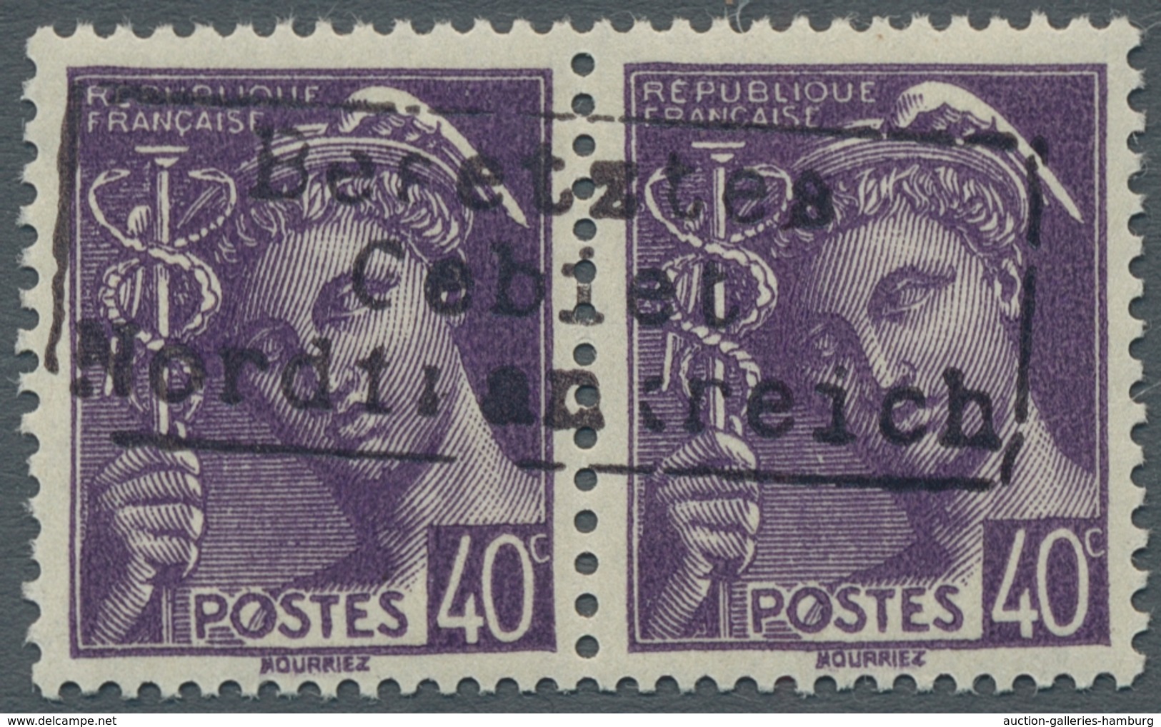 Dt. Besetzung II WK - Frankreich - Dünkirchen: 1940, "40 C. Violett", Postfrisches Waag. Paar In Tad - Occupation 1938-45