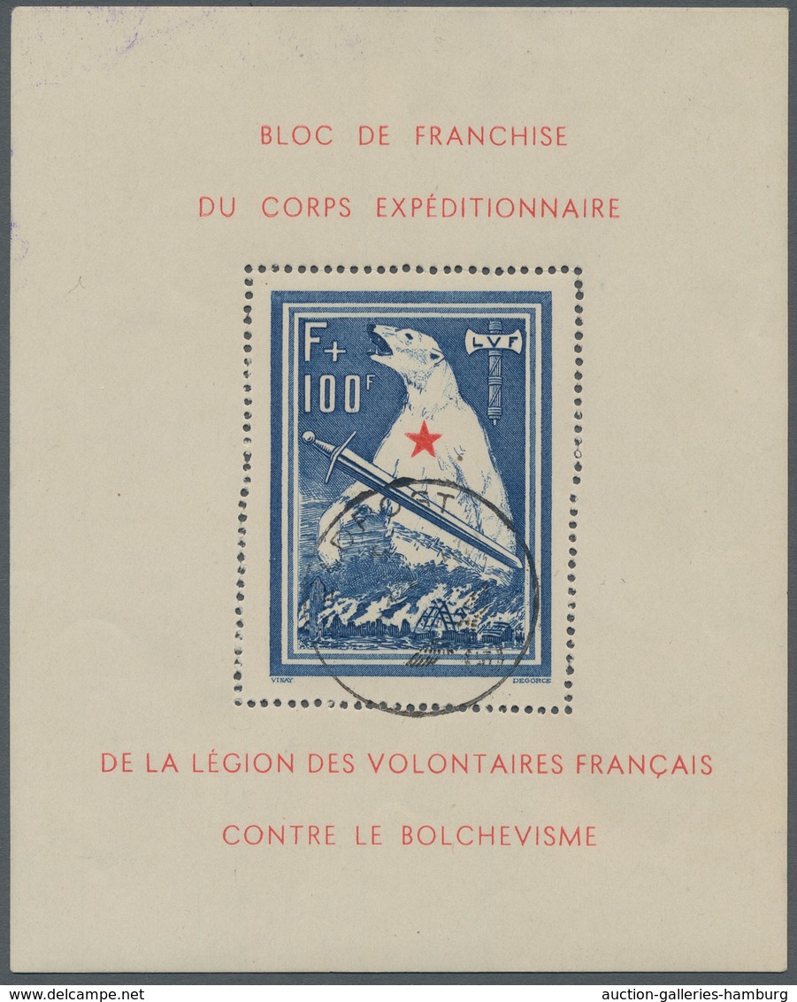 Dt. Besetzung II WK - Frankreich - Privatausgaben: Legionärsmarken: 1941, "Eisbär-Block", Sauber Mit - Ocupación 1938 – 45