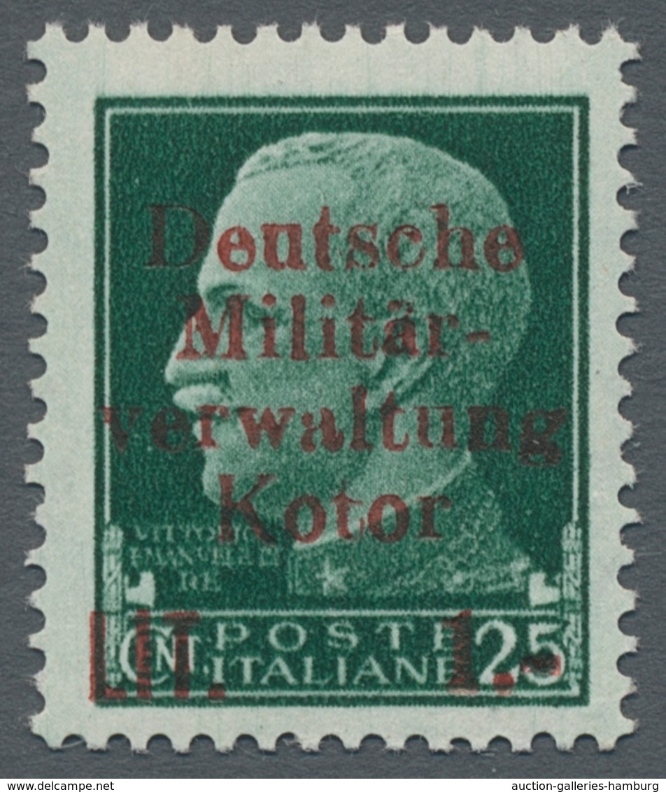 Dt. Besetzung II WK - Kotor: 1944, "0,50 Bis 10 L. Aufdrucke", Postfrischer Satz, Mi. 2 Geringe Haft - Occupation 1938-45