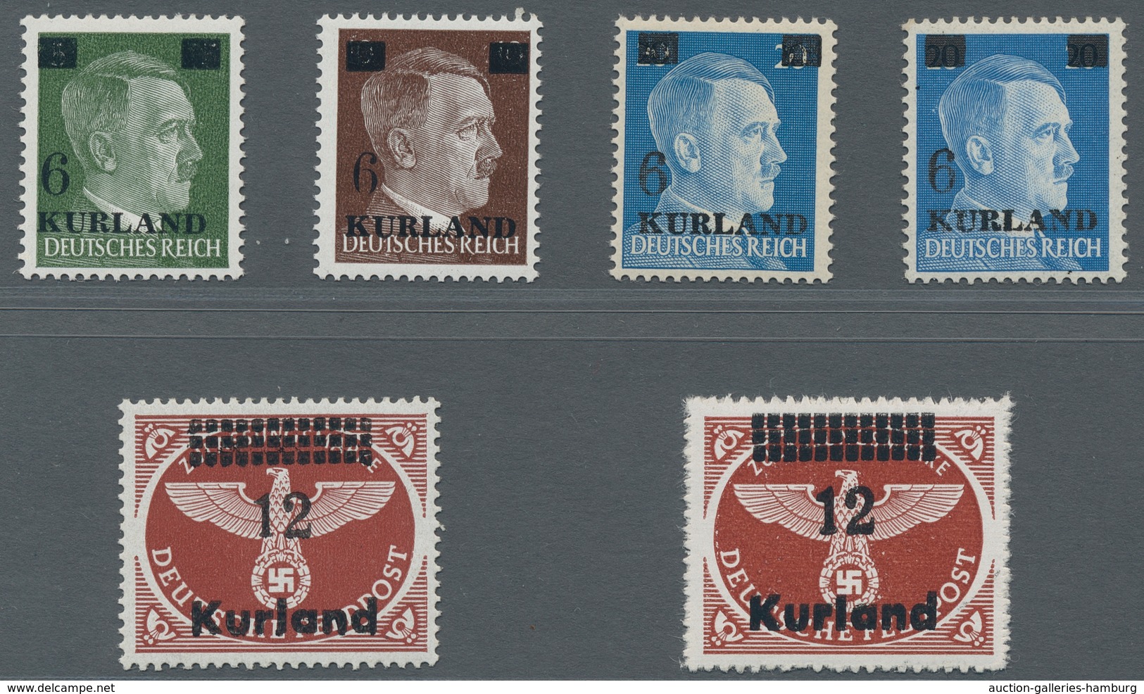 Dt. Besetzung II WK - Kurland: 1945, Gebiet überkomplett, Mi. 4 A Minimale Haftstelle, Sonst Tadello - Occupation 1938-45