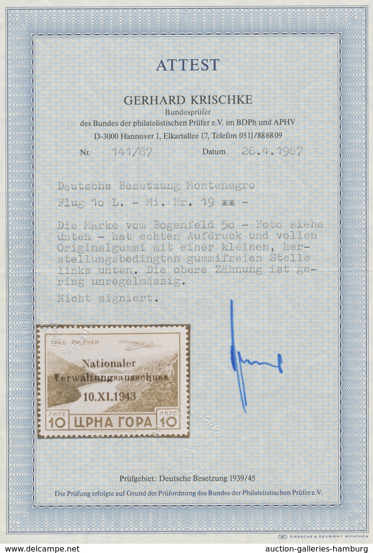 Dt. Besetzung II WK - Montenegro: 1943, "10 L. Nationaler Verwaltungsausschuss", Postfrischer Wert D - Ocupación 1938 – 45