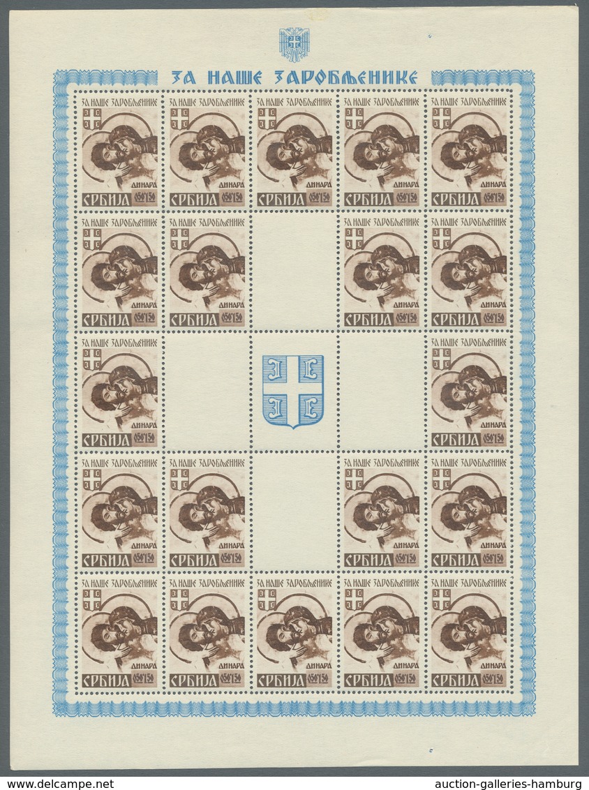 Dt. Besetzung II WK - Serbien: 1942, "Kriegsgefangenenhilfe", Postfrischer Bogensatz In Sehr Guter E - Ocupación 1938 – 45