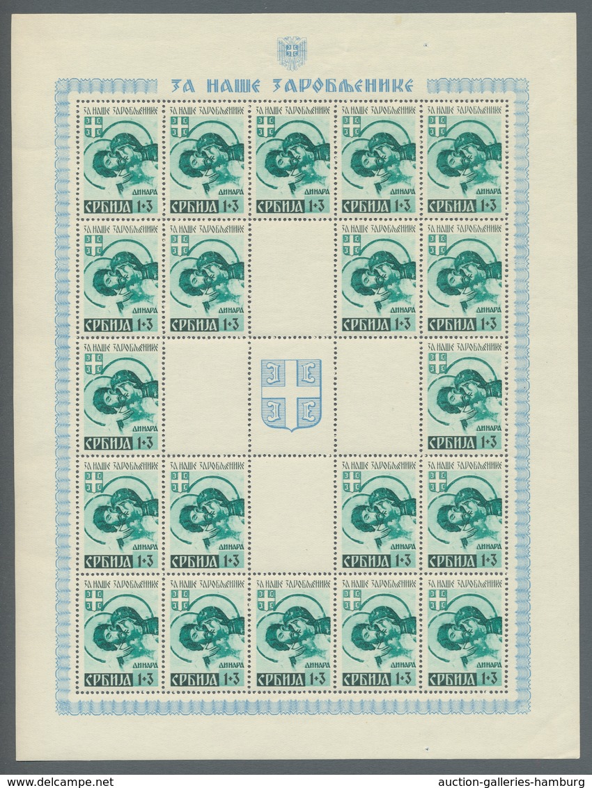 Dt. Besetzung II WK - Serbien: 1942, "Kriegsgefangenenhilfe", Postfrischer Bogensatz In Sehr Guter E - Occupation 1938-45