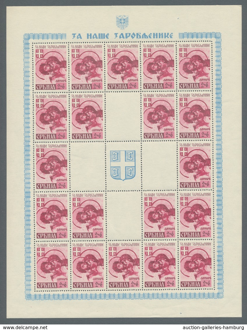 Dt. Besetzung II WK - Serbien: 1942, "Kriegsgefangenenhilfe", Postfrischer Bogensatz In Sehr Guter E - Ocupación 1938 – 45