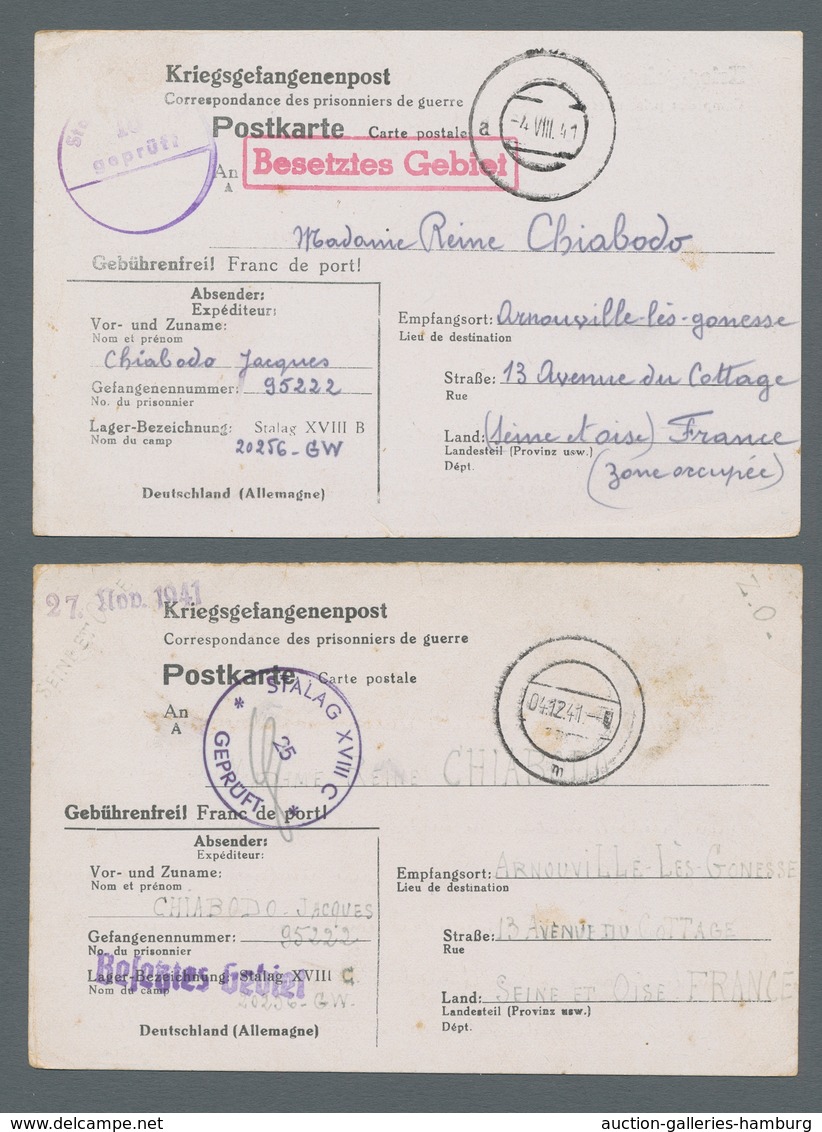 Kriegsgefangenen-Lagerpost: 1940-43, Sieben Belege Aus Deutschen Lagern Meist Nach Frankreich Bzw. E - Other & Unclassified