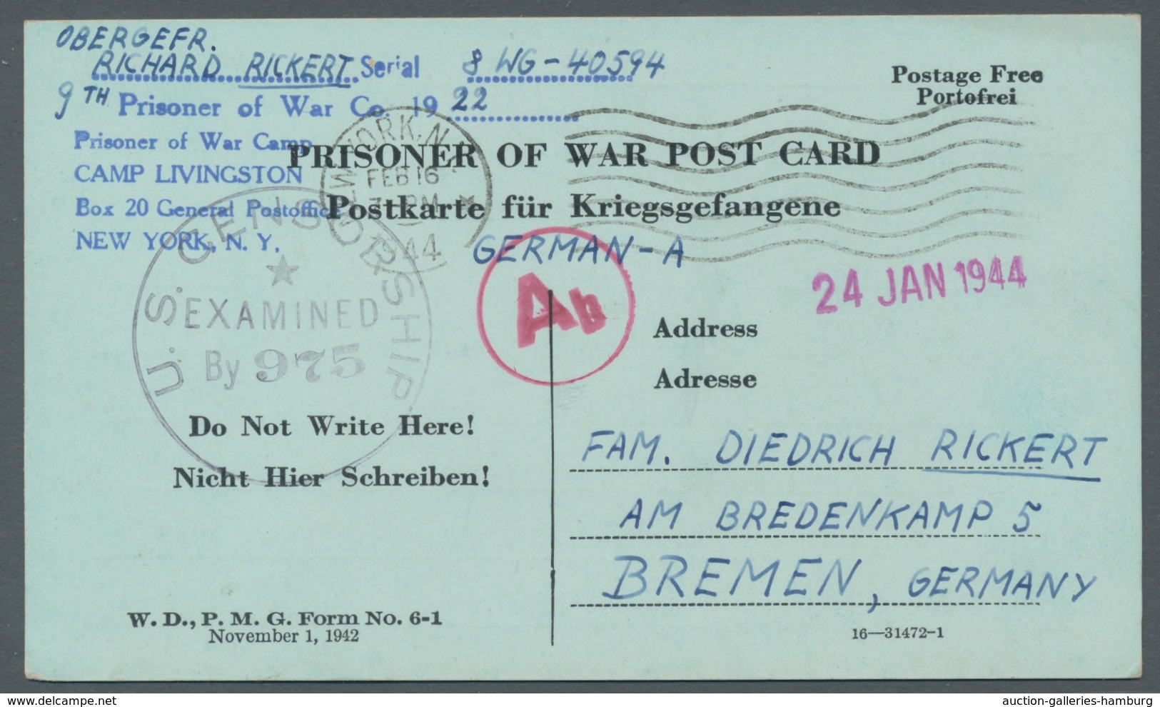 Kriegsgefangenen-Lagerpost: 1941 - STALAG VIII C, Kompletter Vorgedruckter Rückantwortbrief An Einen - Other & Unclassified