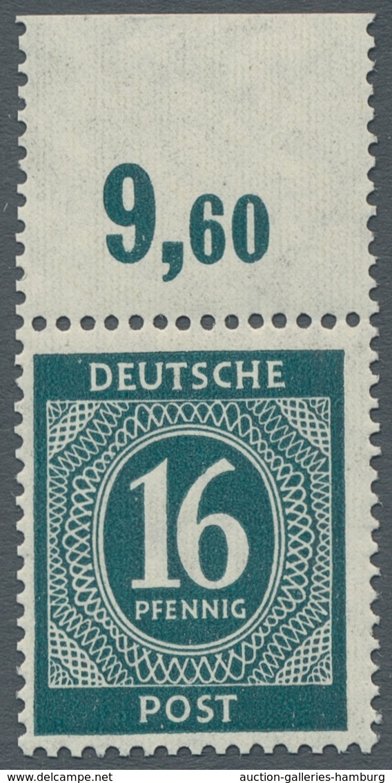 Alliierte Besetzung - Gemeinschaftsausgaben: 1946, "16 Pfg. Schwärzlichgrünblau Vom Plattenoberrand, - Sonstige & Ohne Zuordnung