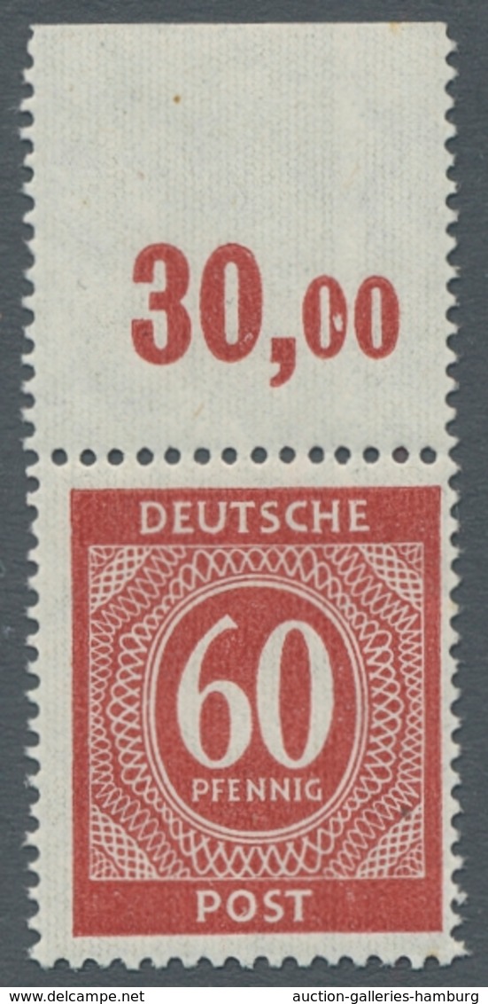 Alliierte Besetzung - Gemeinschaftsausgaben: 1946, "60 Pfg. Ziffer Vom Plattenoberrand, Durchgezähnt - Otros & Sin Clasificación